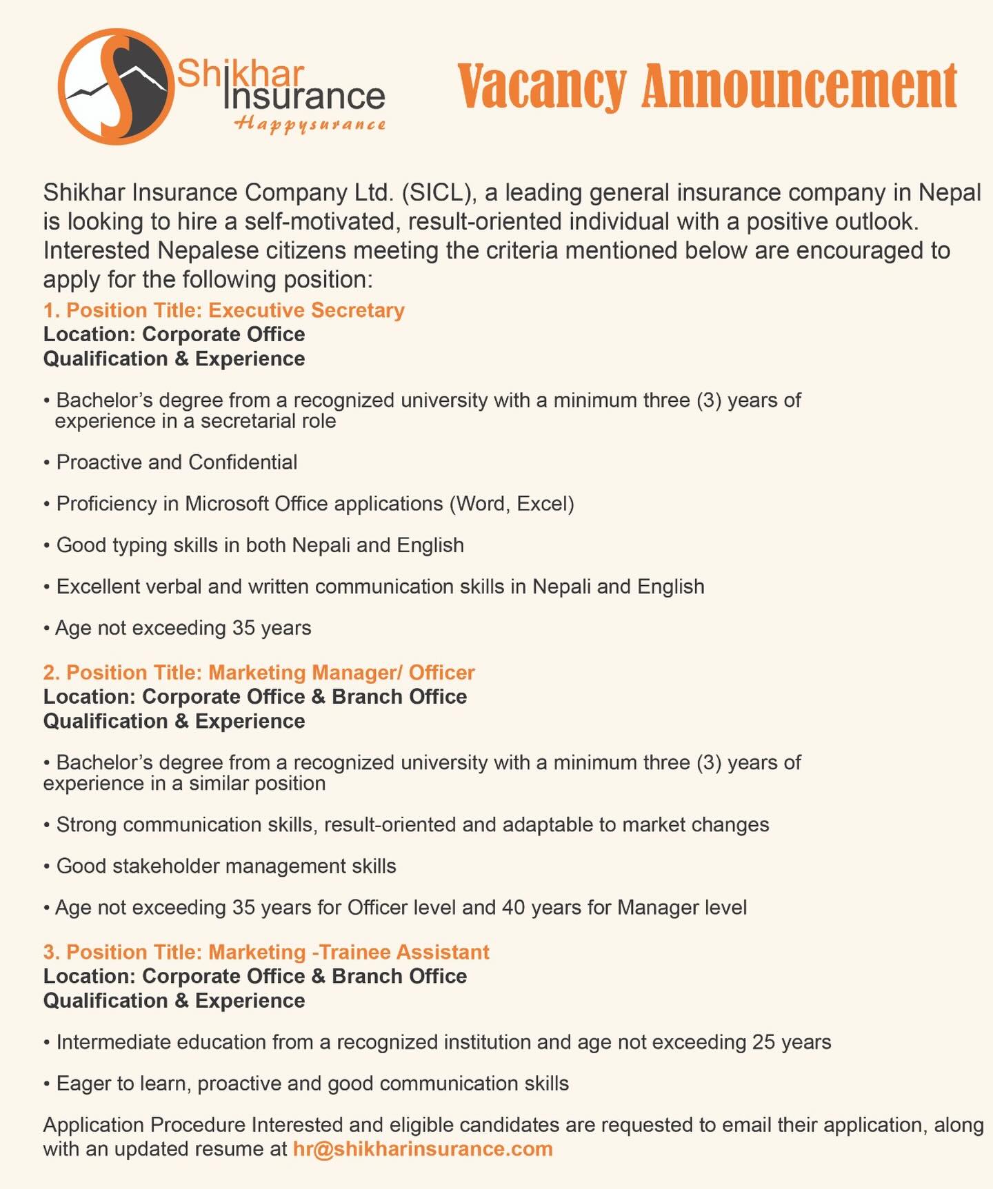 Vacancy Announcement